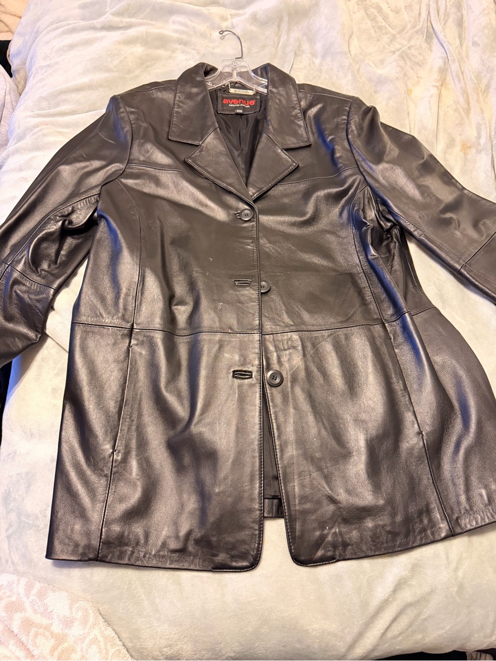 Avenue Black Leather Button-Front Jacket